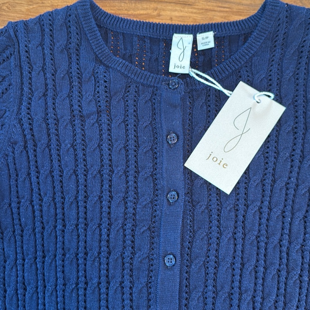 Joie Navy Blue pointelle knit Sweater. New W/tags. Size S